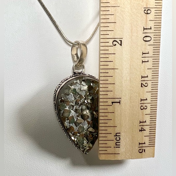 Apache Pyrite “Fools Gold” 925 Gemstone Pendant - Picture 3 of 4